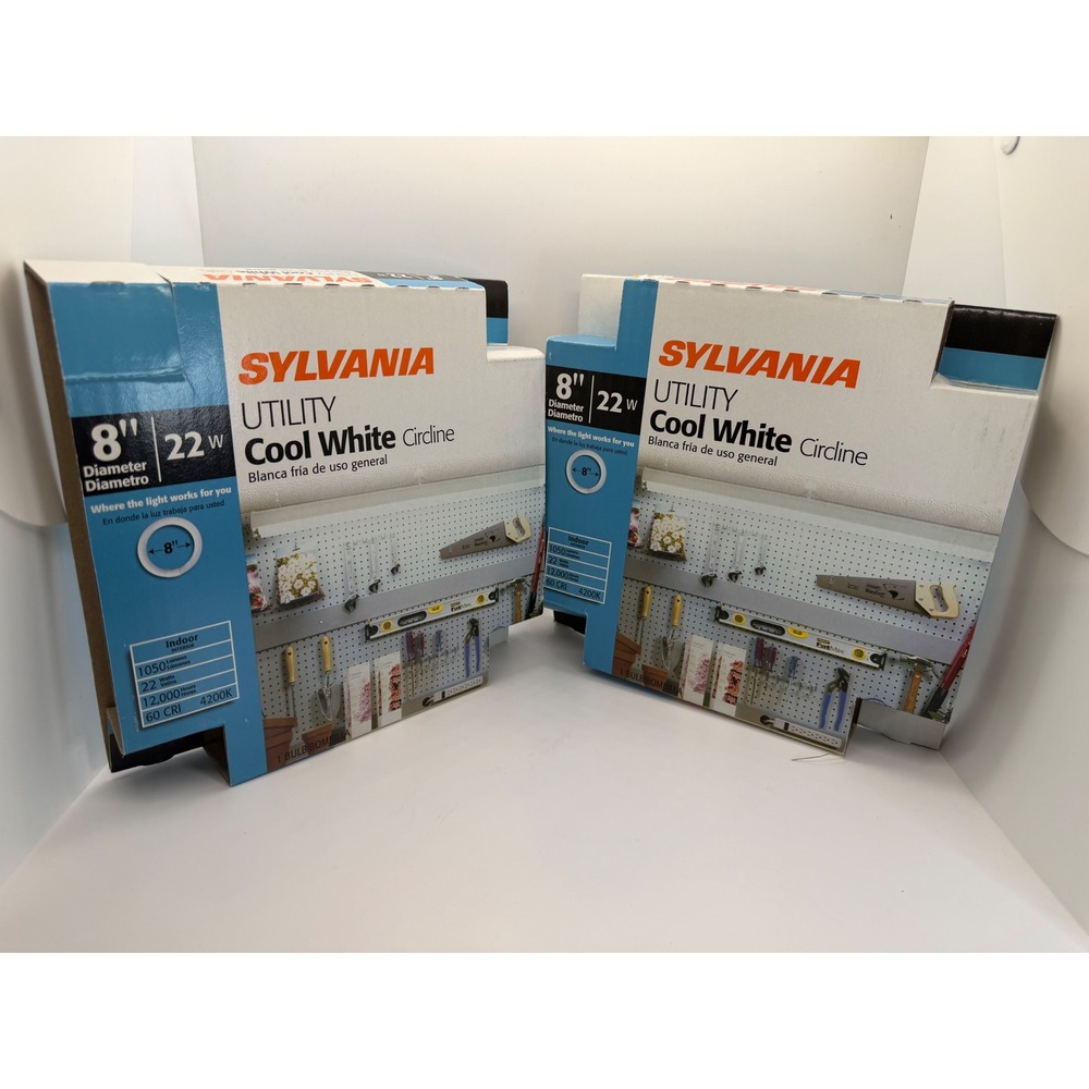Lot 2 Sylvania FC8T9 8in Circline Fluorescent Bulbs 22W 4200K Cool White
